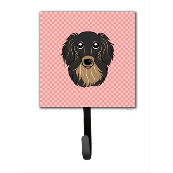 Carolines Treasures Checkerboard Pink Longhair Black And Tan Dachshund Leash or Key Holder- 4.25 W x 7 H In. BB1213SH4 - main